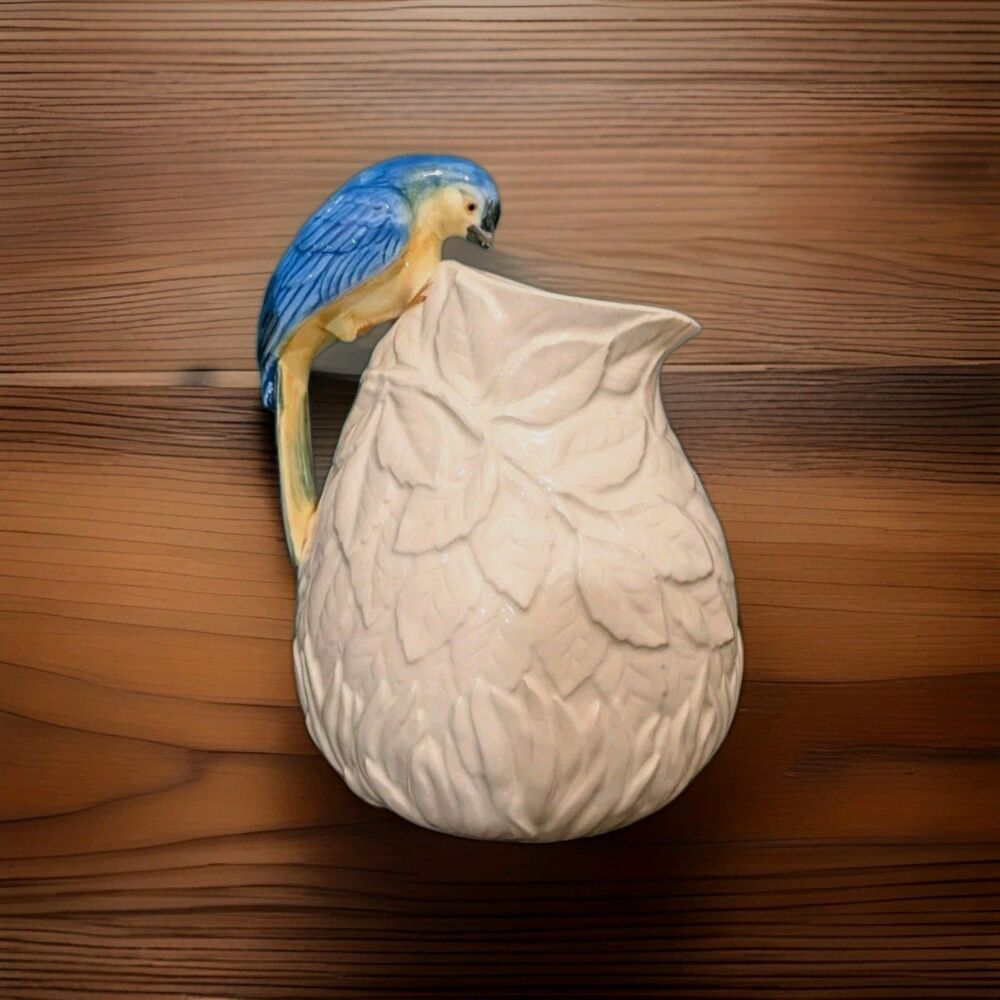 Vintage Rosenthal Netter Pitcher Vase Bird Leaf Porcelain? Japan Spring Decor